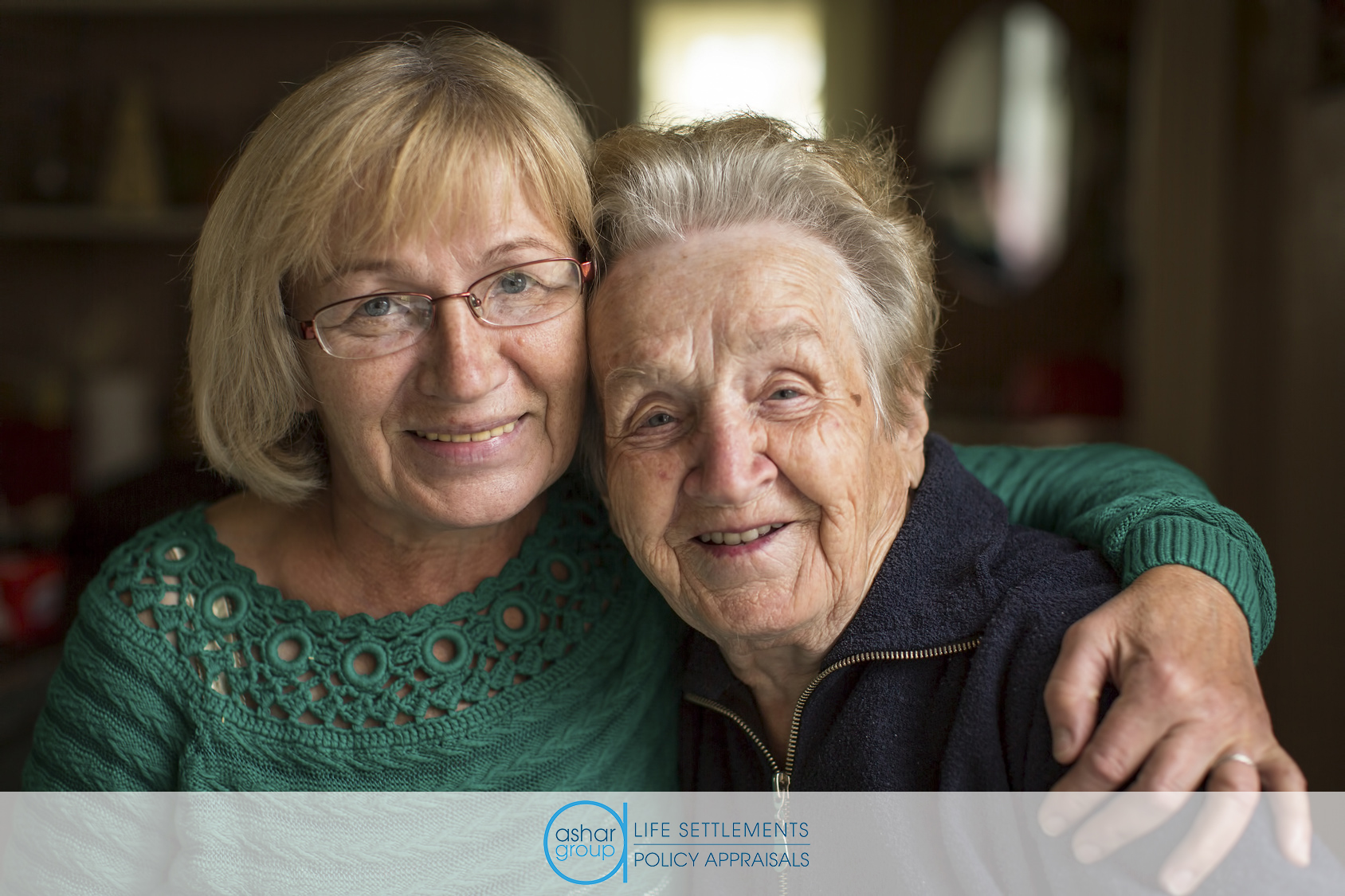 Portrait of woman with her senior mother age 100, who may have her life insurance policy canceled