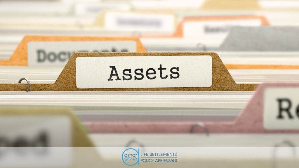 File folder with “assets” label in financial advisor’s office